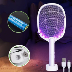 Rechargeable Electric Mosquito Killer Racket 2 In 1 Led Light