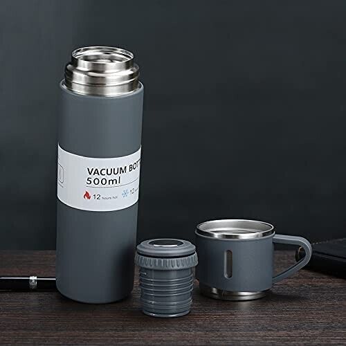 Vacuum Flask Set With 3 Stainless Steel Cups